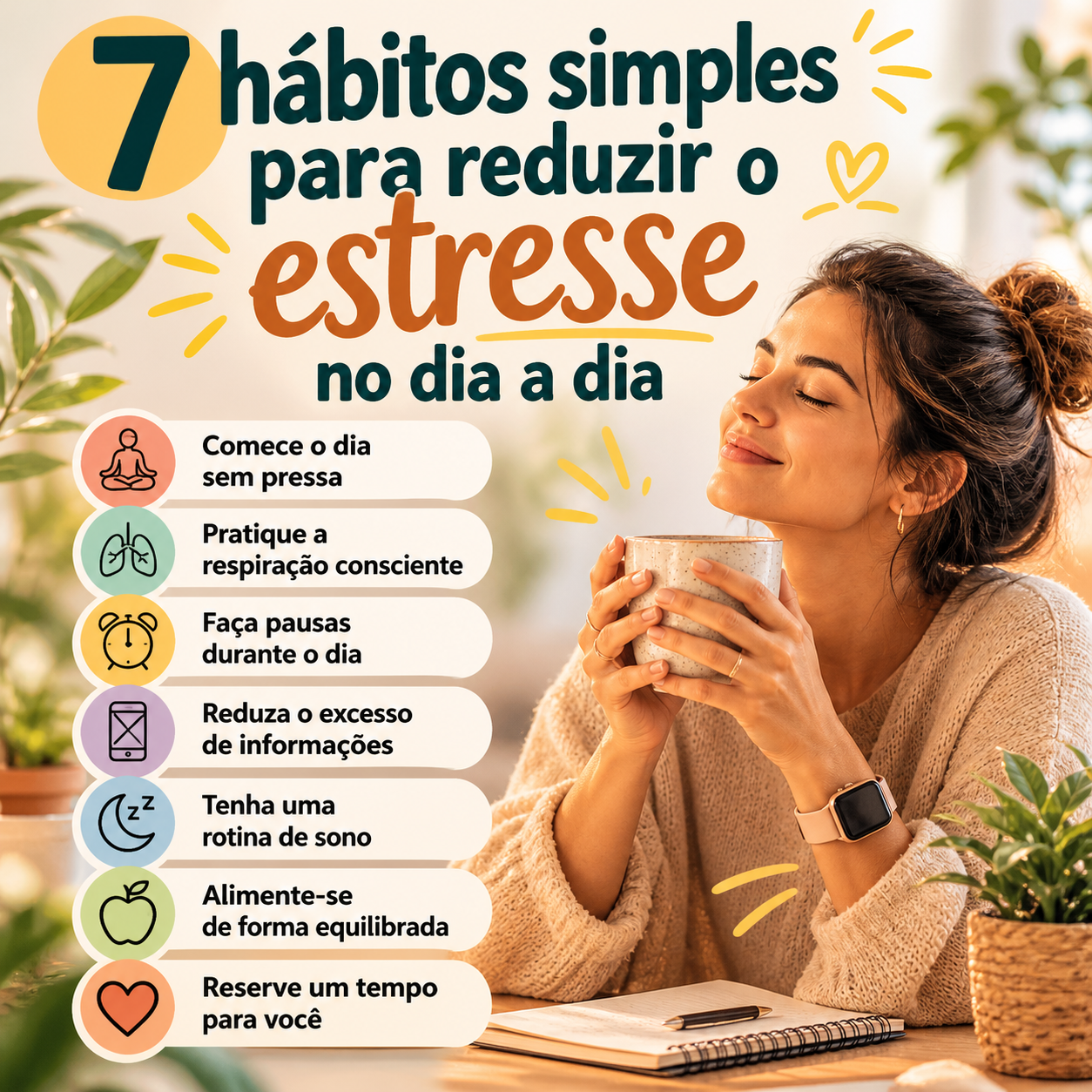 7 Hábitos simples para reduzir o estresse no dia a dia